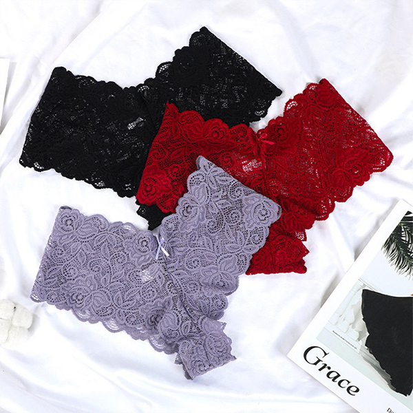 Cheeky Thong with Floral Lace, Cotton Gusset, and Low-Rise Feminine Fit Design - Image 2