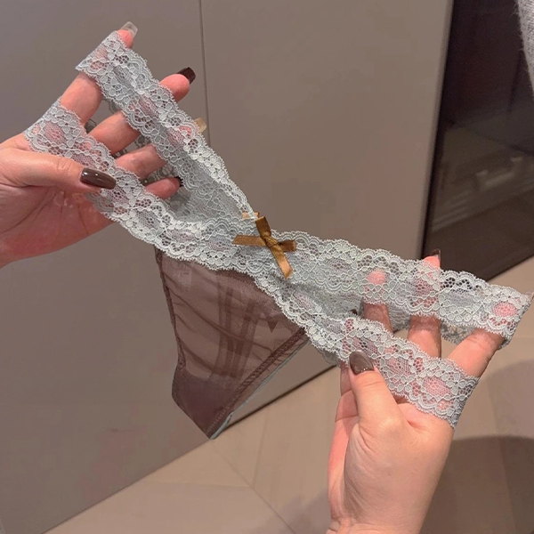 Sexy Lace Panties with Crisscross Waist Straps, Bow Detail, and Cheeky Thong - Image 4