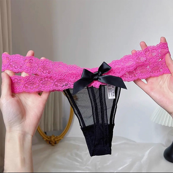Sexy Lace Panties with Crisscross Waist Straps, Bow Detail, and Cheeky Thong - Image 7
