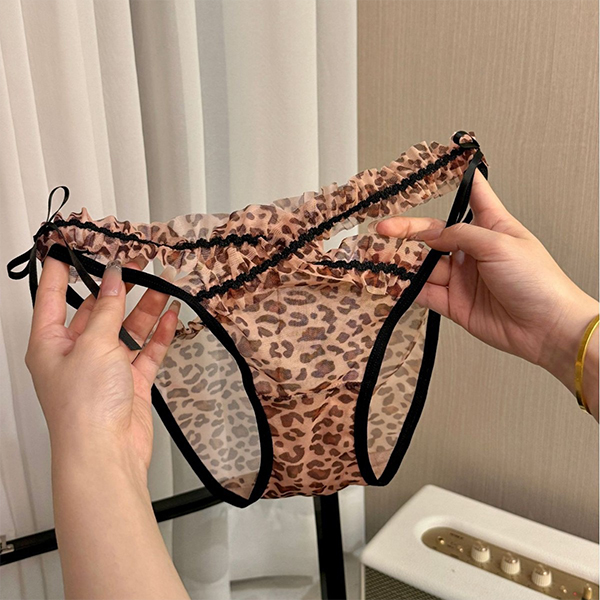 Leopard Lace Trim Panties with Crisscross Front and Adjustable Side-Tie Fit Design - Image 6