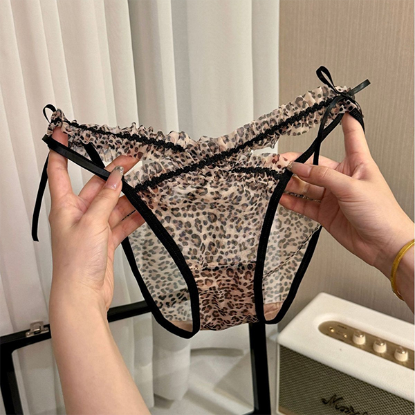 Leopard Lace Trim Panties with Crisscross Front and Adjustable Side-Tie Fit Design - Image 7