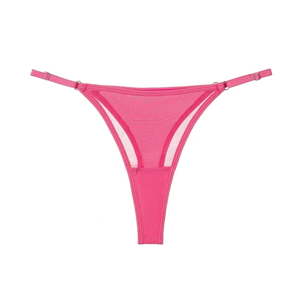 Womens Thongs Lace with Adjustable Straps, Cotton Gusset, and Colorful Sheer Panels - Image 4