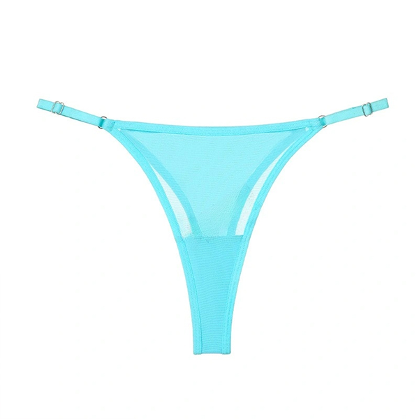 Womens Thongs Lace with Adjustable Straps, Cotton Gusset, and Colorful Sheer Panels - Image 6