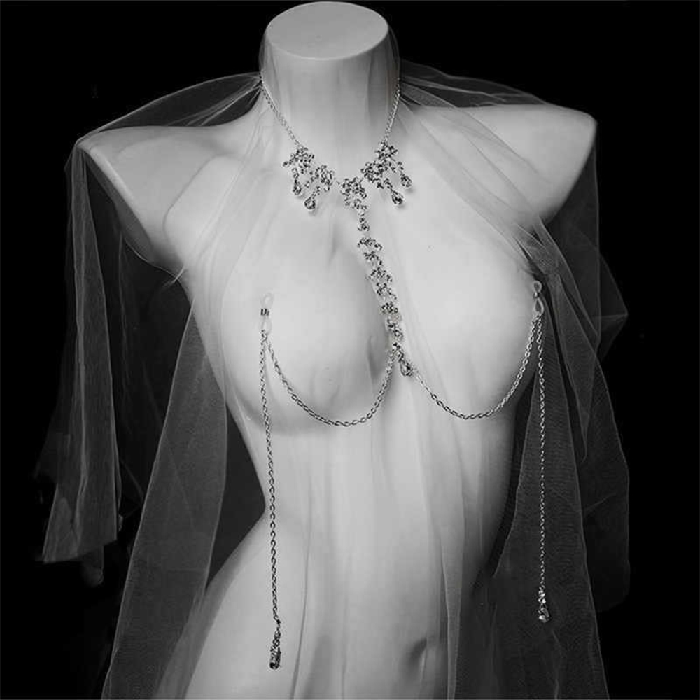 SLVY L2 Silver Nippel Chain: Stunning Sexy Nipple Necklace Jewelry | SLVY
