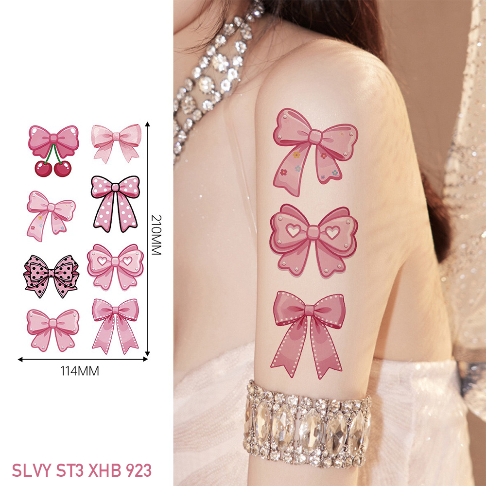 Charming Pink Ribbon Temporary Tattoos Bow Set - Image 3