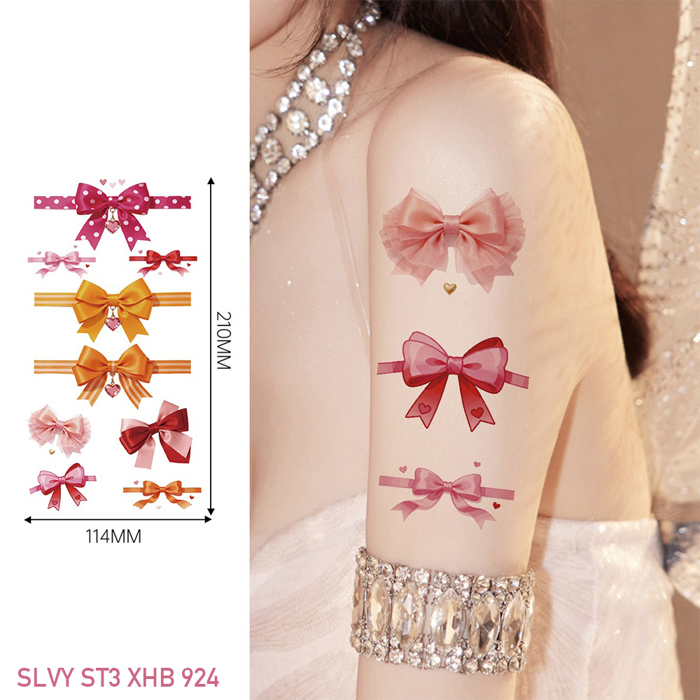 Charming Pink Ribbon Temporary Tattoos Bow Set - Image 4
