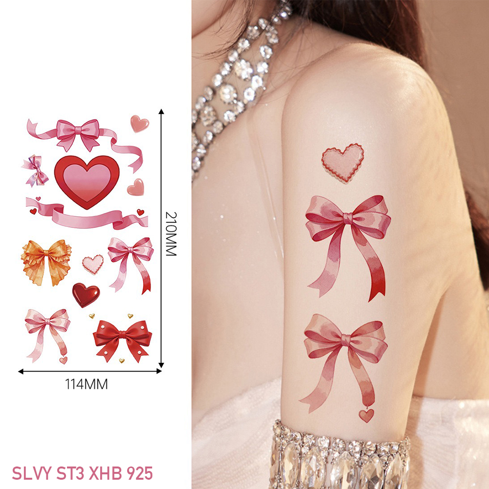 Charming Pink Ribbon Temporary Tattoos Bow Set - Image 5