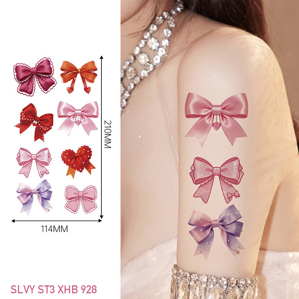 Charming Pink Ribbon Temporary Tattoos Bow Set - Image 2