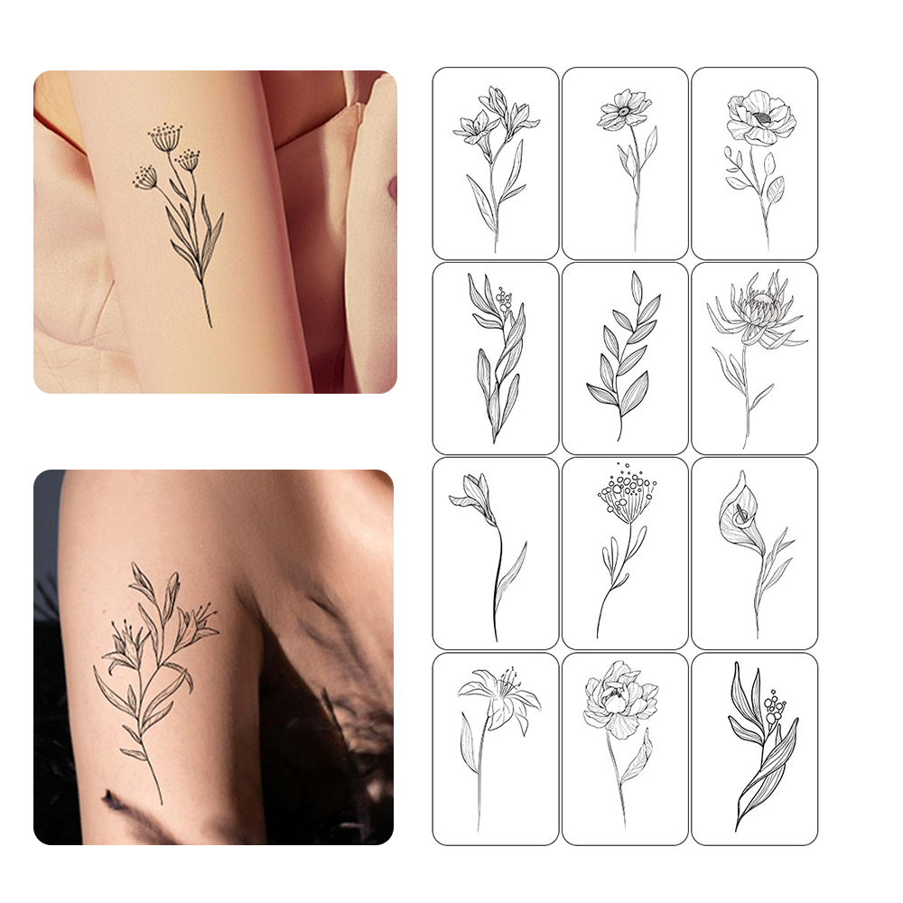 ST4 SLVY Minimalist Floral Tattoo floral temporary tattoos