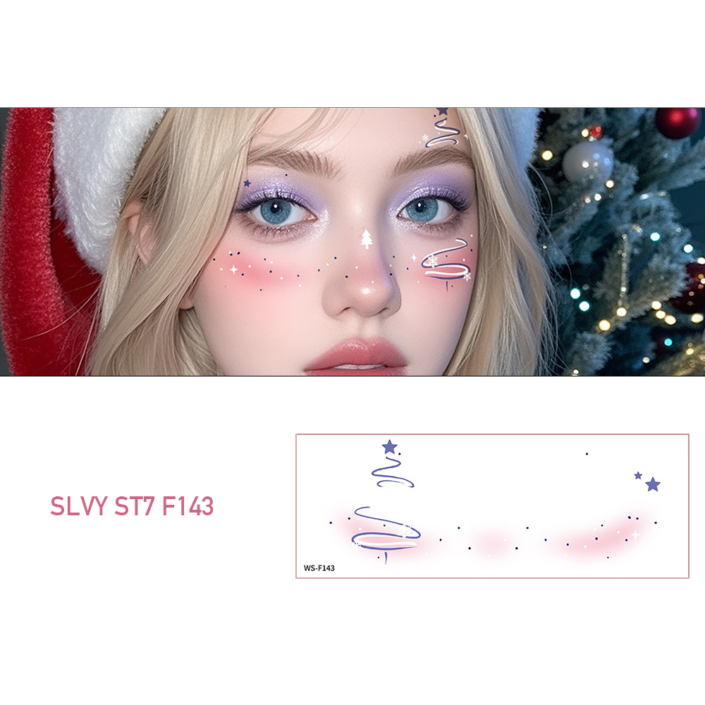 Joyful Christmas Fake Tattoos Face Makeup Set - Image 4