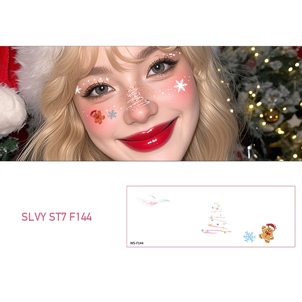 Joyful Christmas Fake Tattoos Face Makeup Set - Image 5