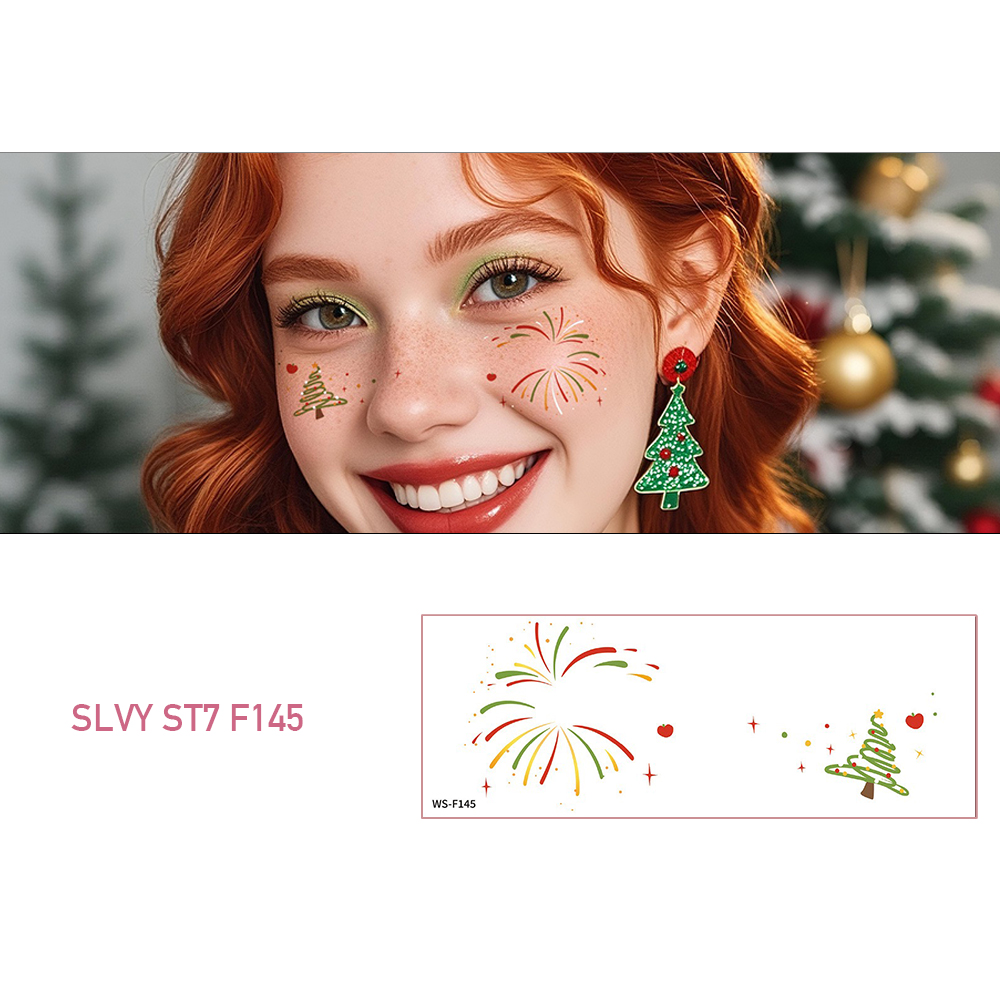 Joyful Christmas Fake Tattoos Face Makeup Set - Image 6