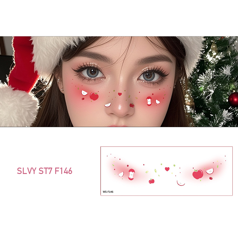 Joyful Christmas Fake Tattoos Face Makeup Set - Image 7
