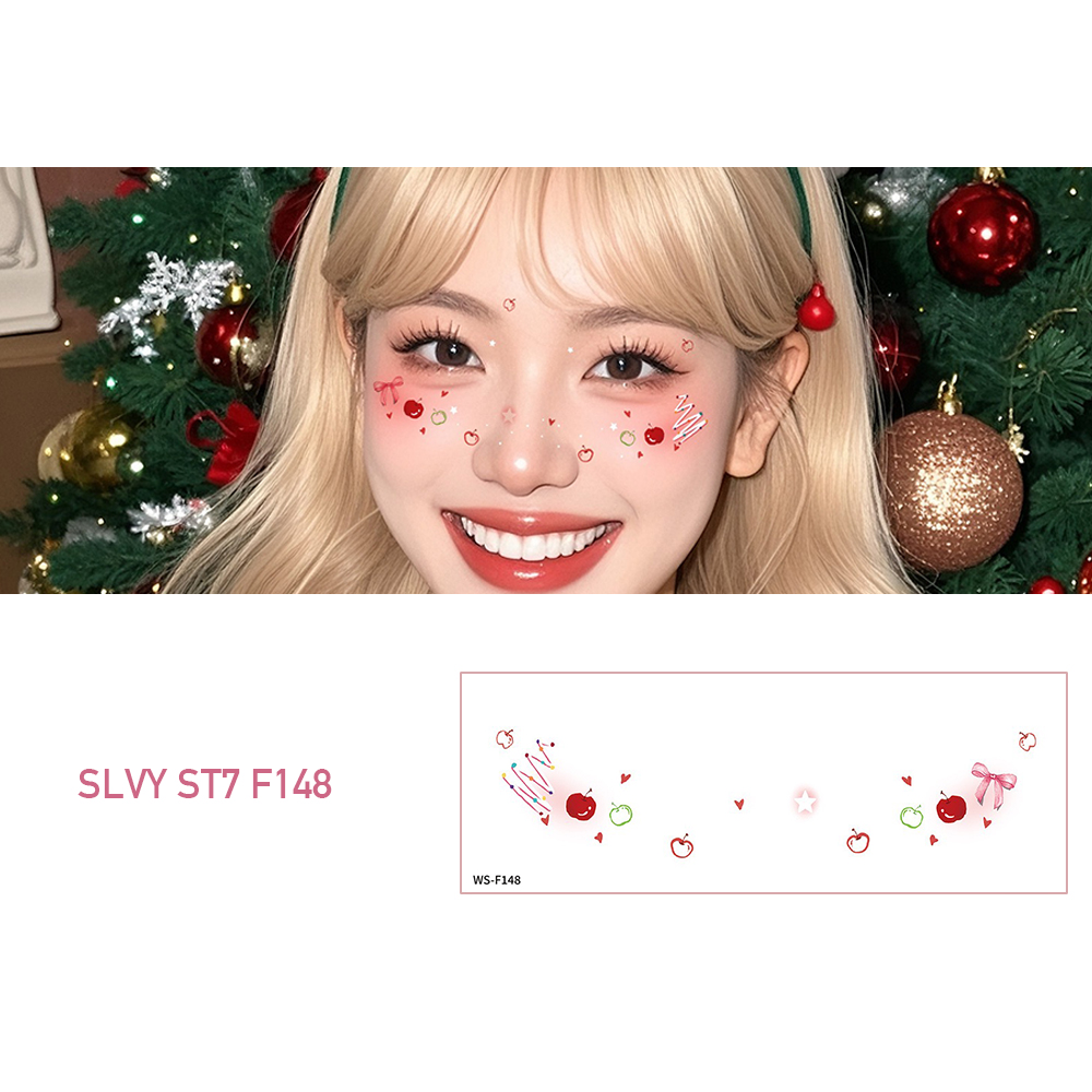 Joyful Christmas Fake Tattoos Face Makeup Set - Image 9