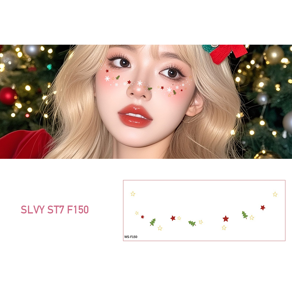 Joyful Christmas Fake Tattoos Face Makeup Set - Image 11