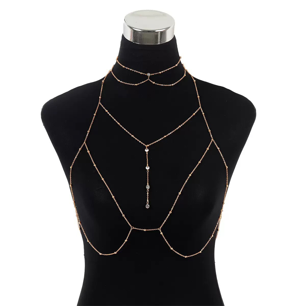 SLVY Elegant Body Chain Chest – Gold & Silver Layers - Image 2