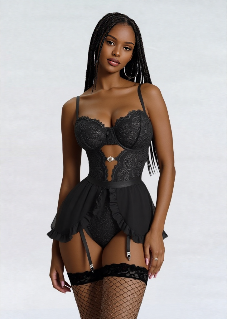 Y84 garter belt teddy